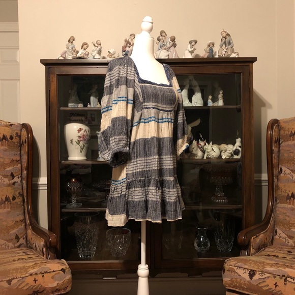 Free People Striped Puff Sleeve Min… - Picture 2 of 10